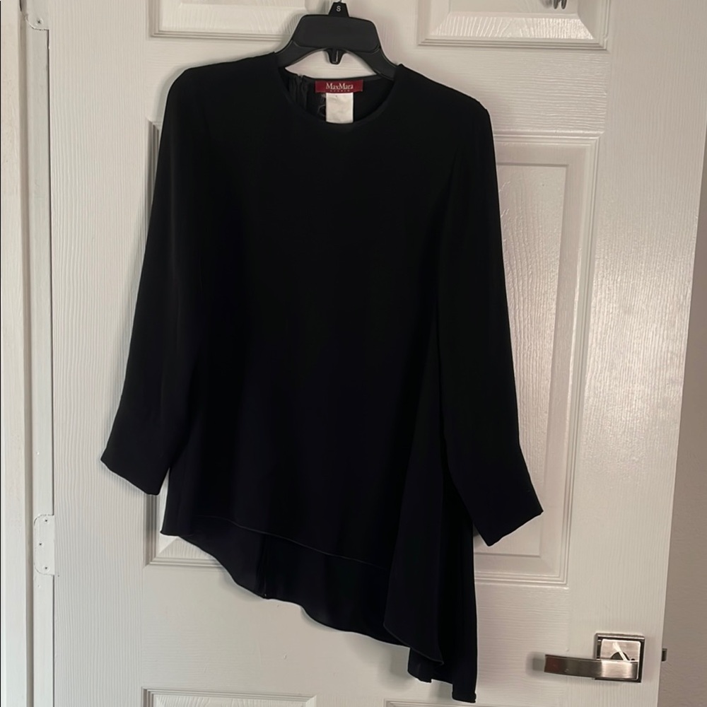 maxmara studio vintage asymmetrical cut long sleeve blouse